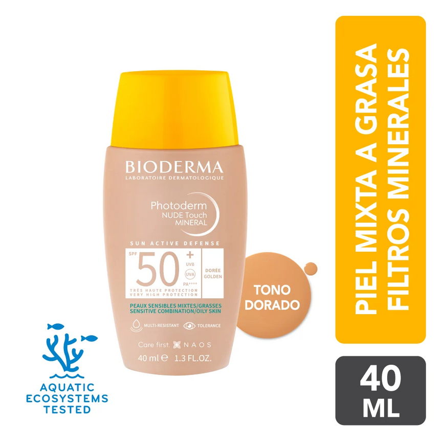 Fotoprotector Tono Dorée Bioderma Photoderm Nude Touch SPF 50+ 40 ml