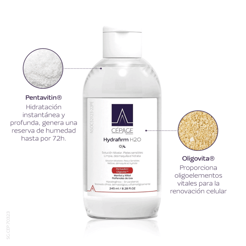 Cépage Hydrafirm H2O Agua Micelar Frasco 245 ml.