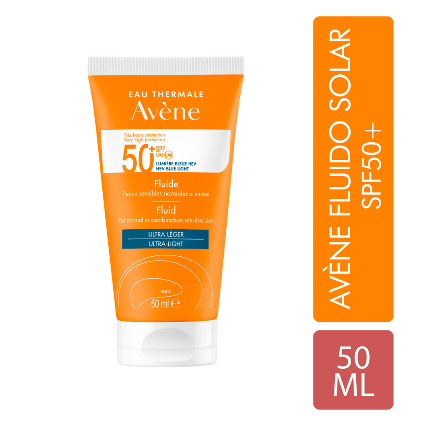 Fotoprotector Avène Solar Fluido SPF 50+ 50 ml