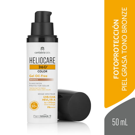Fotoprotector facial con color HELIOCARE 360º Gel Oil-Free Bronze SPF 50+ 50 ml.