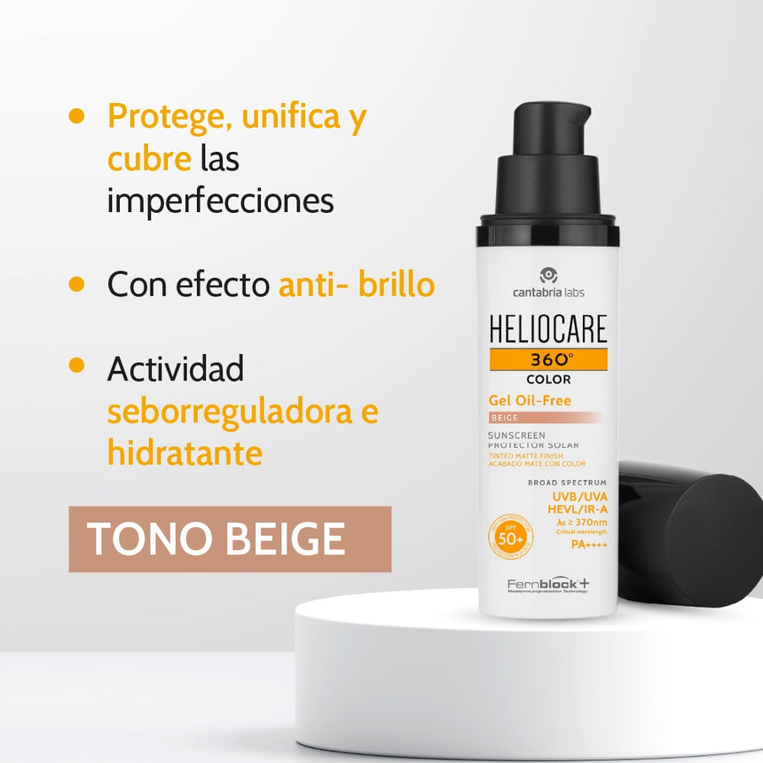 Fotoprotector Heliocare 360 Gel Oil Free Beige 50 ml