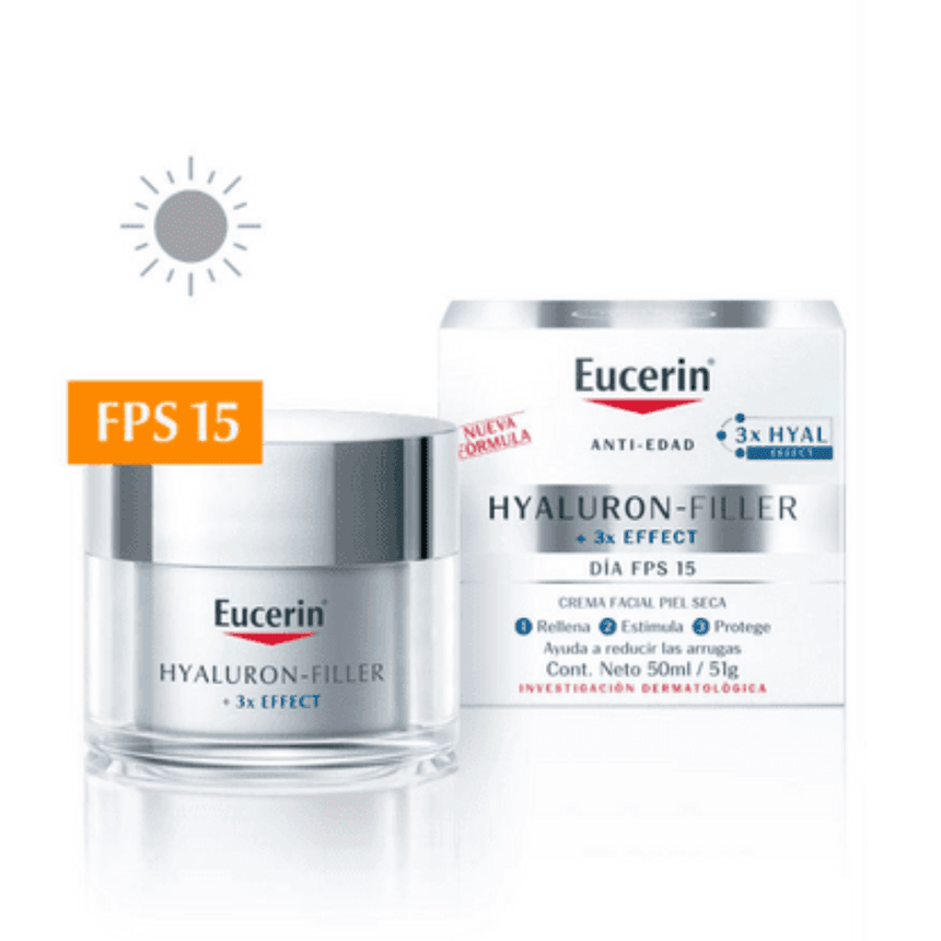 Eucerin Hyaluron Filler + 3x Effect Crema Facial de Día Piel Seca FPS15 50 ml.