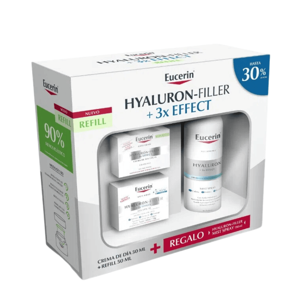 Eucerin Pack Hyaluron Filler Crema Día 50 ml + Refill 50 ml + Mist Spray 150 ml