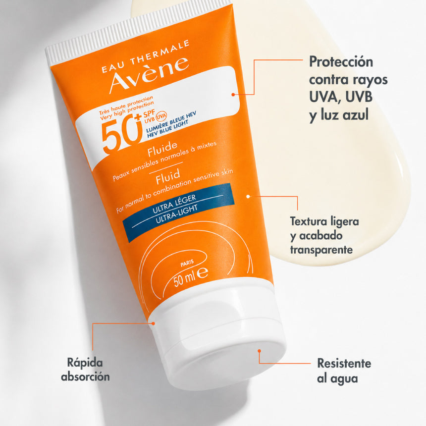 Fotoprotector Avène Solar Fluido Ultraligero SPF 50+ 50 ml