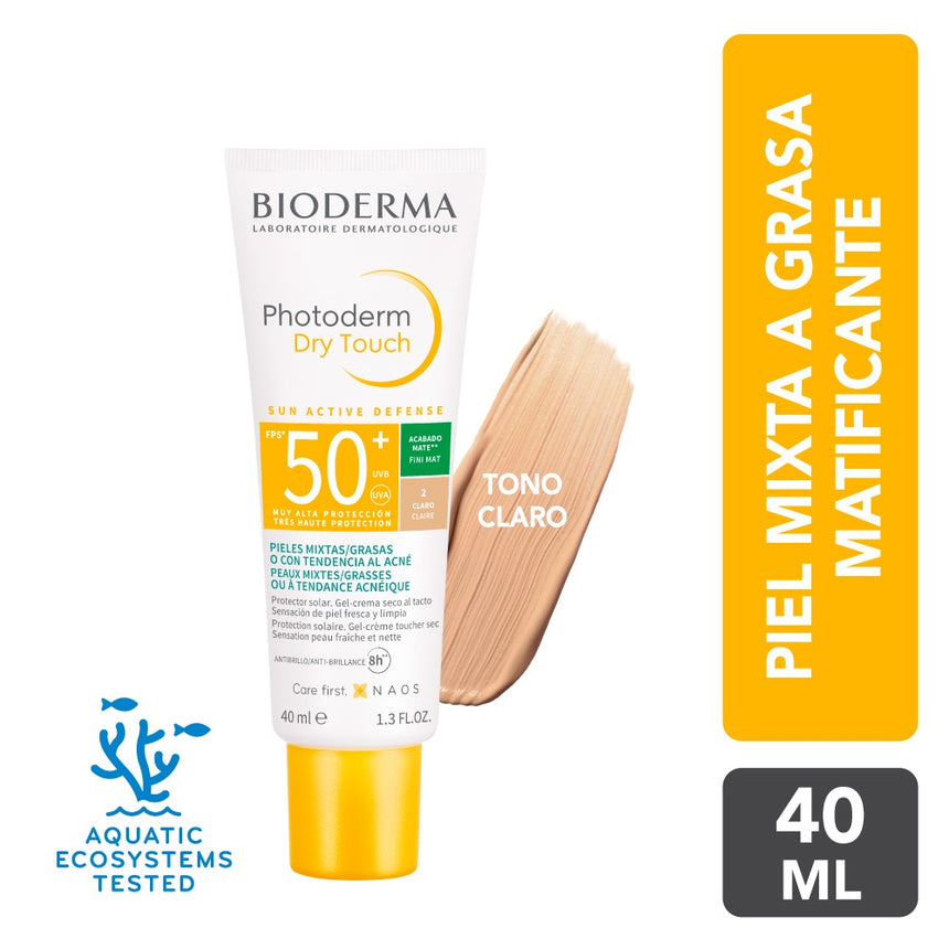 Fotoprotector con color Bioderma Photoderm Dry Touch FPS 50+ Matificante 40 ml
