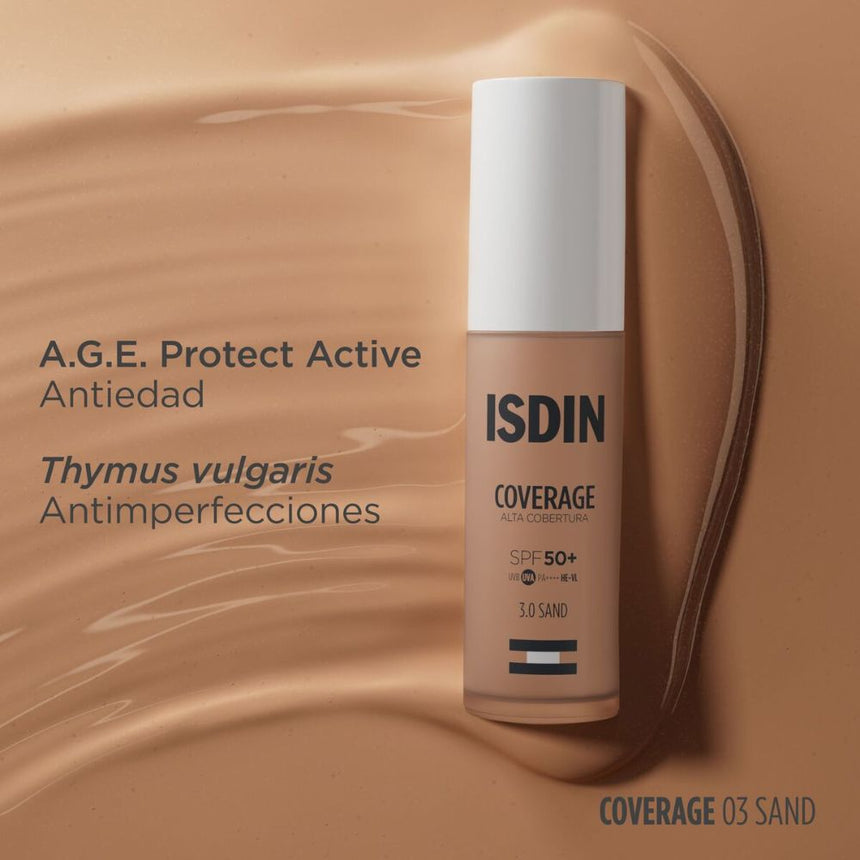 Base de maquillaje ISDIN Coverage SPF 50+ Sand 30 g